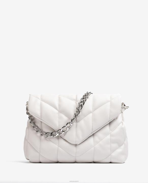 naiset Unisa iso, musta pehmustettu laukku valkoinenT08H1123