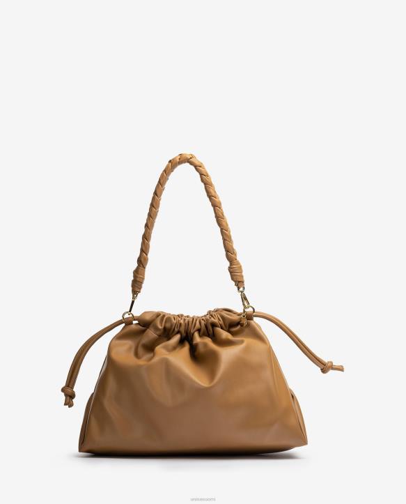 naiset Unisa iso röyhelöinen käsilaukku ruskeaT08H1130