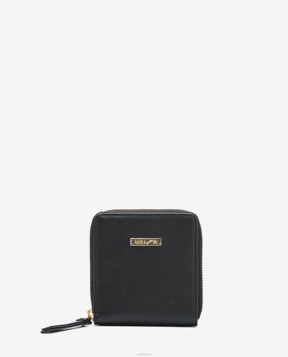 naiset Unisa nahkainen lompakko vetoketjulla mustaT08H1233