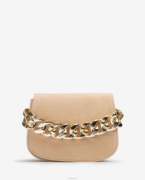 naiset Unisa käsilaukku kultaisella ketjulla beigeT08H1186