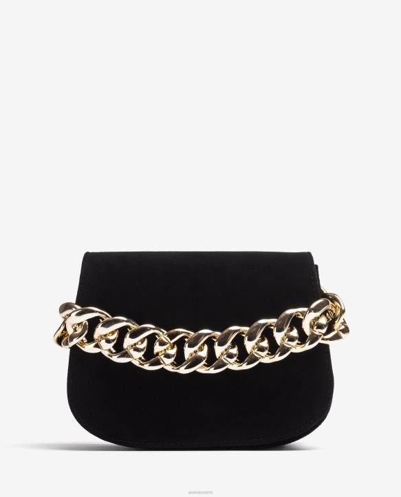 naiset Unisa käsilaukku kultaisella ketjulla mustaT08H1184