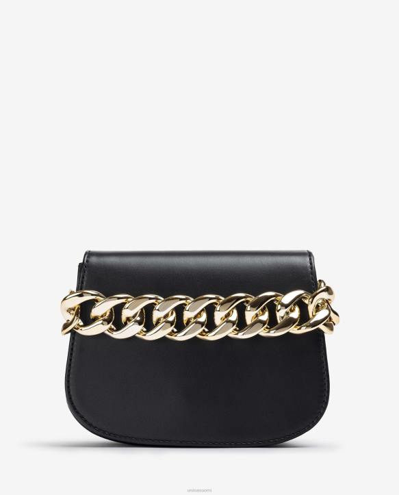 naiset Unisa käsilaukku kultaisella ketjulla mustaT08H1199