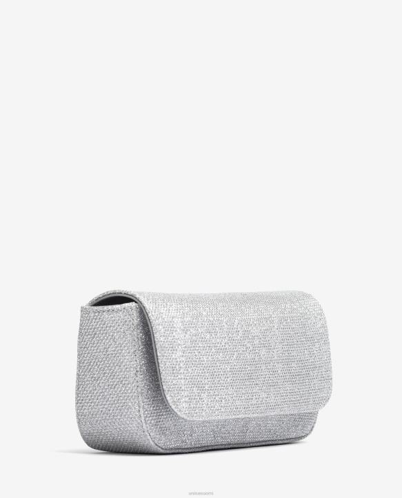 naiset Unisa kiiltävä kangas juhlakäsilaukku hopeaT08H1211