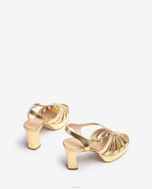 naiset Unisa nauhallinen sandaali kiiltävää metallista nahkaa muotiT08H231