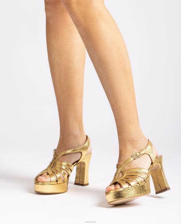 naiset Unisa nauhallinen sandaali kiiltävää metallista nahkaa muotiT08H231