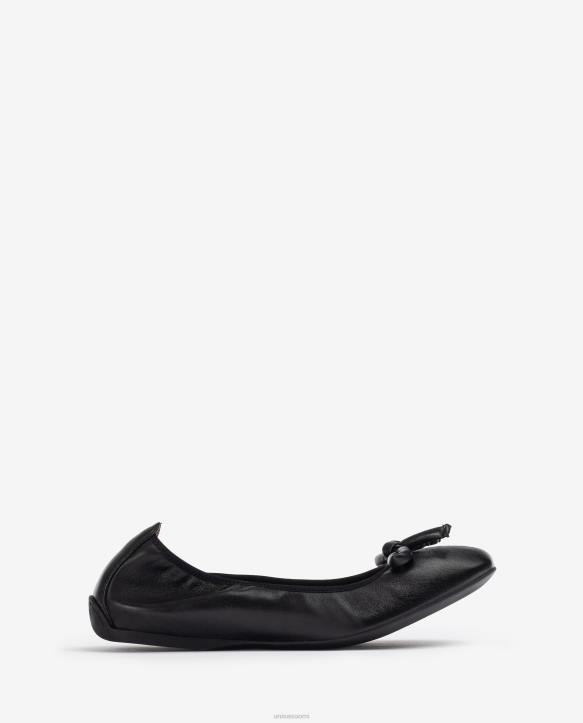 naiset Unisa nahkainen balerina rusetilla mustaT08H643