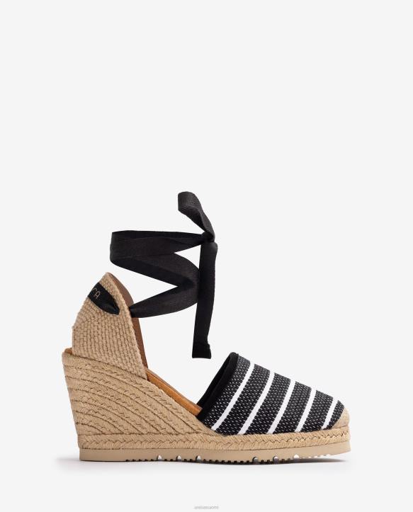 naiset Unisa Jarapa-kankaasta valmistettu korkeakorkoinen espadrille mustaT08H718