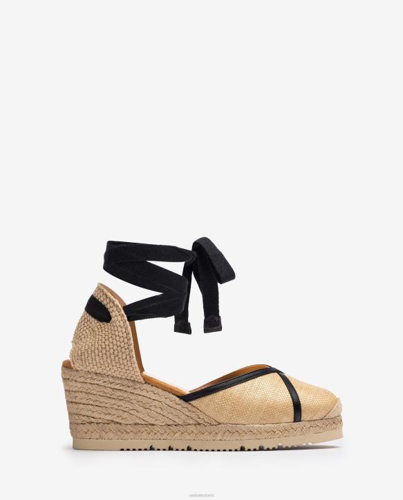 naiset Unisa espadrille valmistettu rafiasta ja nahasta siroT08H1320