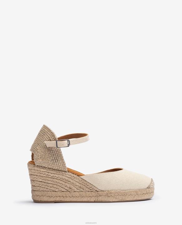 naiset Unisa espadrille vamp-heel ecolinosta valkoinenT08H471