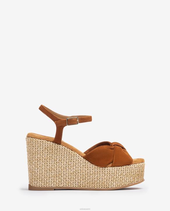 naiset Unisa korkea kiila sandaali solmureunuksella ruskeaT08H458