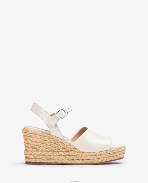 naiset Unisa leveä vamp- ja juuttisandaali valkoinenT08H299
