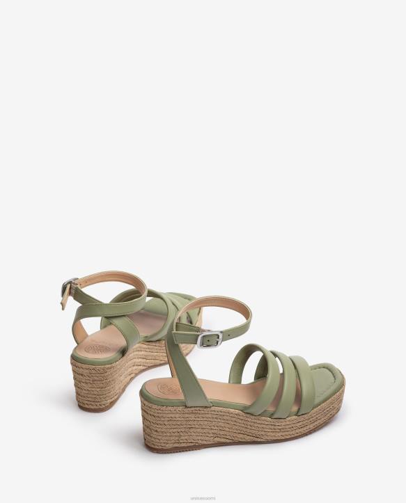 naiset Unisa nauhalliset sandaalit neliömäisellä kärjellä vihreäT08H369