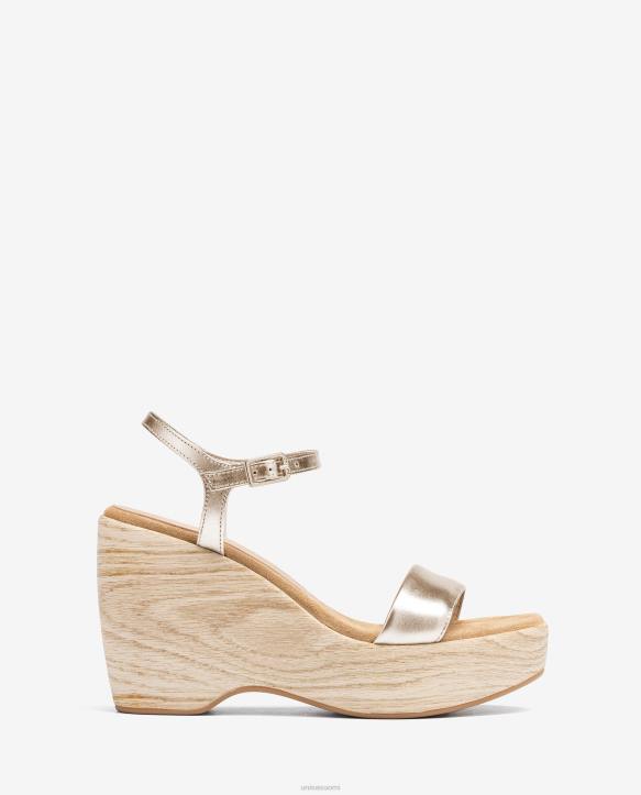 naiset Unisa metallinen efekti sandaali lohkolla kultaT08H281