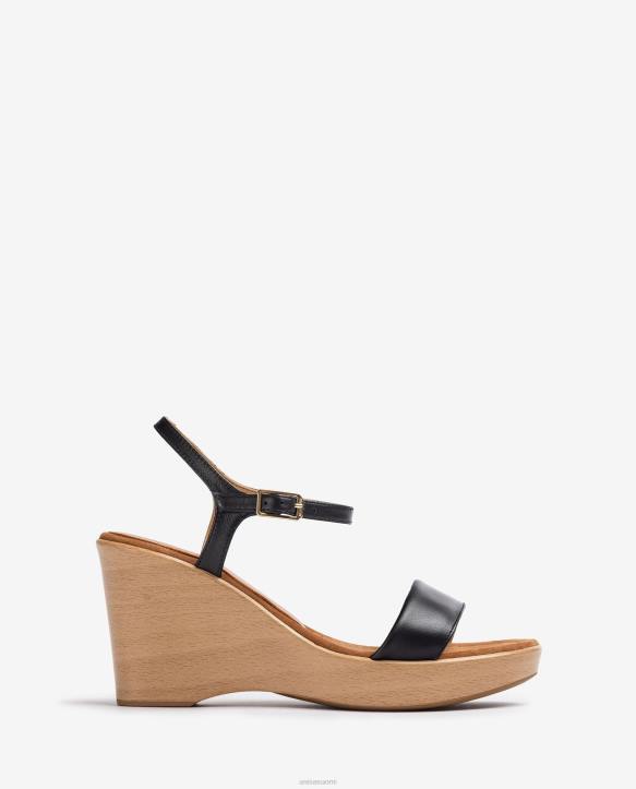 naiset Unisa nahkasandaali lohkolla mustaT08H253