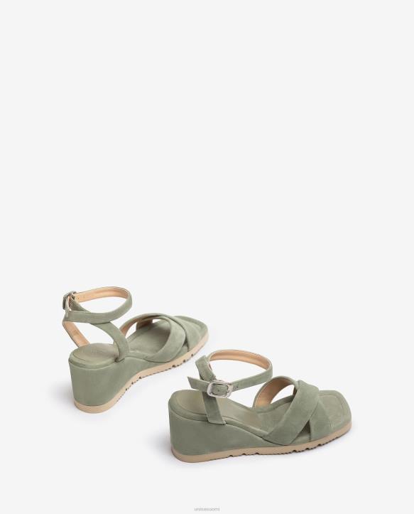 naiset Unisa sandaali, jossa kiilakorko ja pehmustettu pohja vihreäT08H169