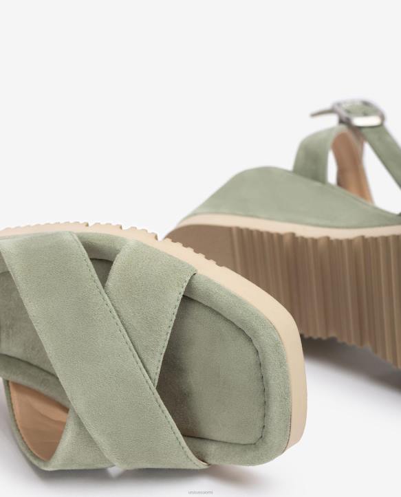 naiset Unisa sandaali, jossa kiilakorko ja pehmustettu pohja vihreäT08H169