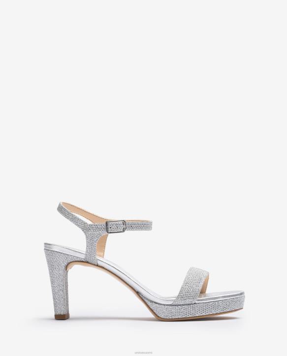 naiset Unisa kiiltävä kangas sandaali hopeaT08H19