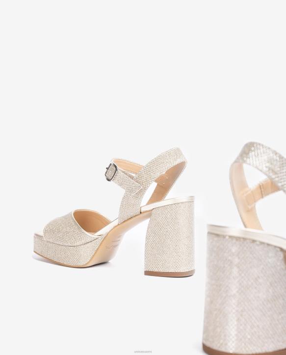 naiset Unisa kiiltävästä kankaasta valmistettu sandaali leveällä kantapäällä kultaT08H223