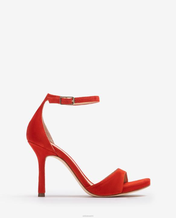 naiset Unisa korkeakorkoinen mokkanahkasandaali punainenT08H22