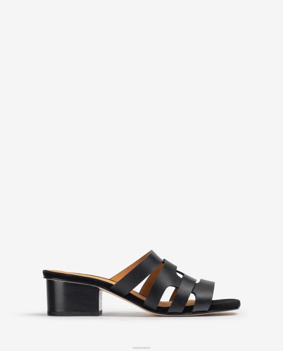 naiset Unisa leveä vamp-sandaali koristeellisilla rei'ityksillä mustaT08H303