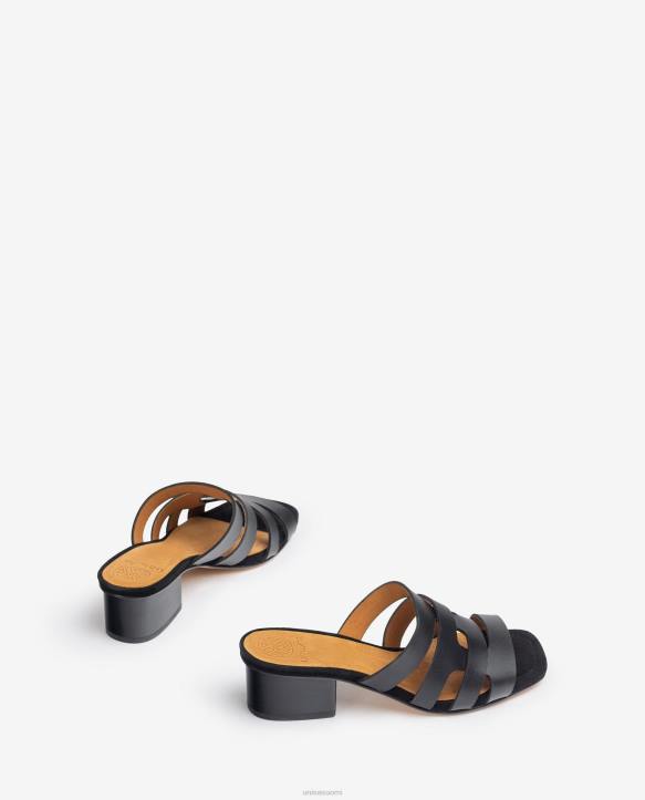 naiset Unisa leveä vamp-sandaali koristeellisilla rei\'ityksillä mustaT08H303