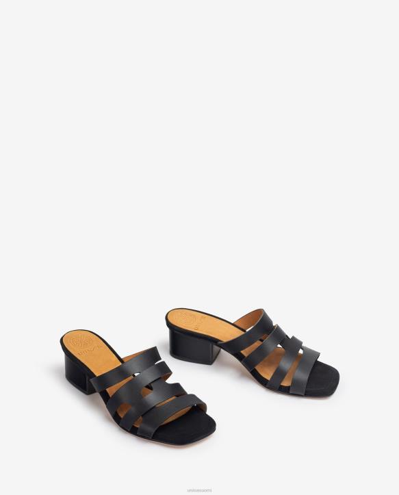 naiset Unisa leveä vamp-sandaali koristeellisilla rei\'ityksillä mustaT08H303