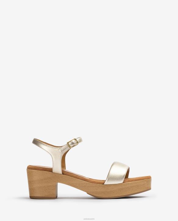 naiset Unisa matalakorkoinen sandaali kultaT08H133