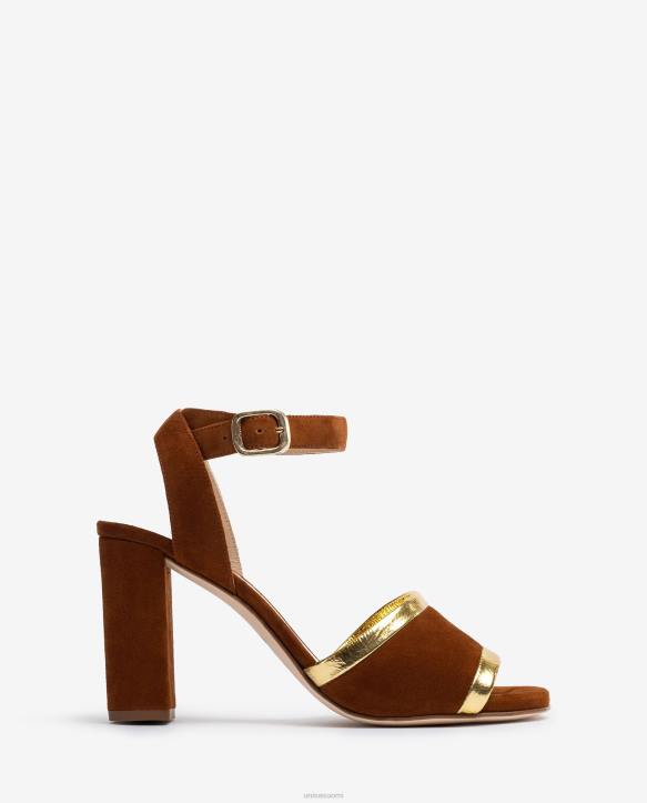 naiset Unisa metallinen efekti mokka ja nahka sandaali ruskeaT08H1305