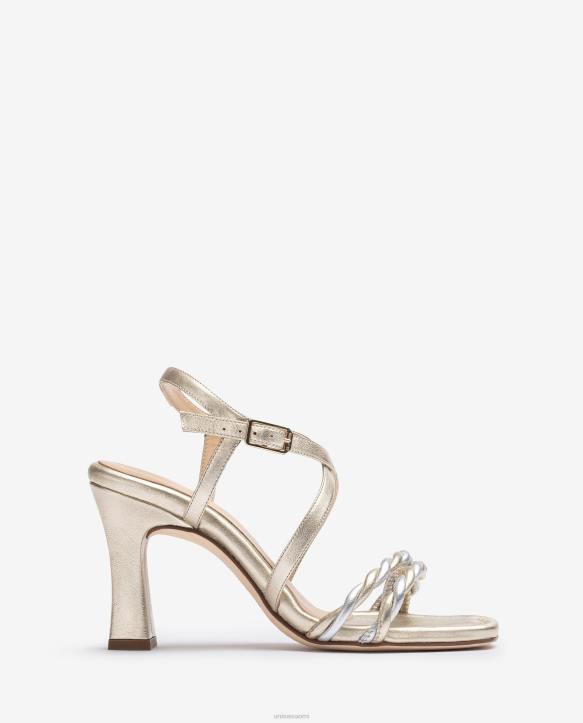 naiset Unisa metallinen nauhallinen sandaali kultaT08H259