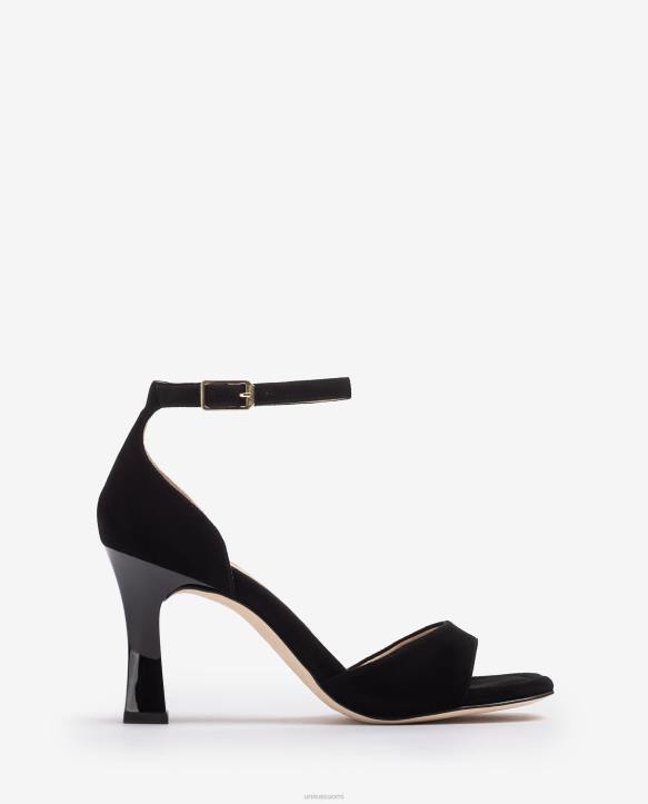 naiset Unisa mokkanahka d'orsay nilkkahihna sandaalit mustaT08H260