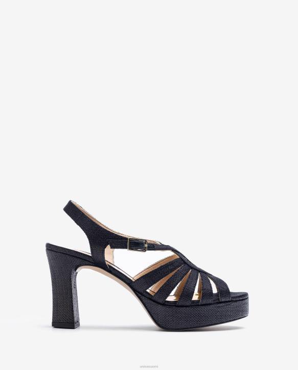 naiset Unisa raffiasta valmistettu sandaali mustaT08H1310