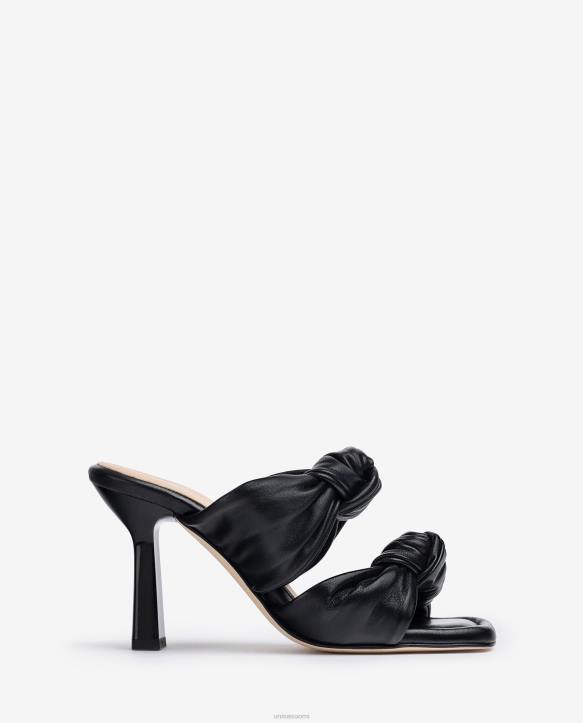 naiset Unisa solmulliset nahkasandaalit mustaT08H301