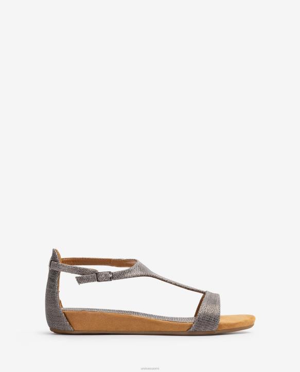 naiset Unisa metallivaikutteiset nahkasandaalit jalkahihnalla siroT08H387