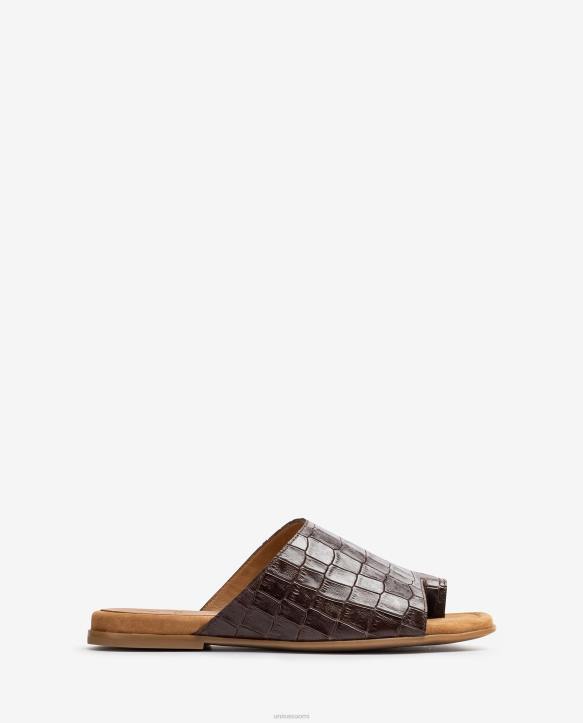 naiset Unisa litteät nahkaiset muuli sandaalit ruskeaT08H1261