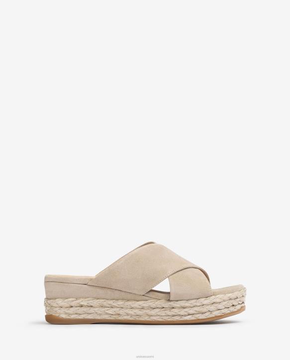 naiset Unisa mokkanahkasandaalit, joissa ristikkäiset olkaimet beigeT08H813