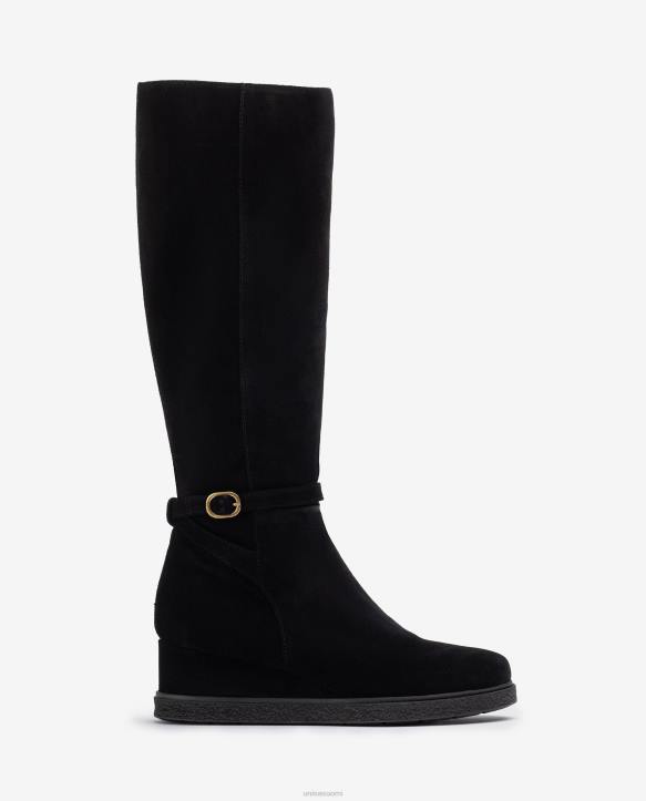 lapset Unisa korkeavartiset mokkanahkasaappaat, joissa on kiila ja luistamaton kumipohja mustaT08H1071