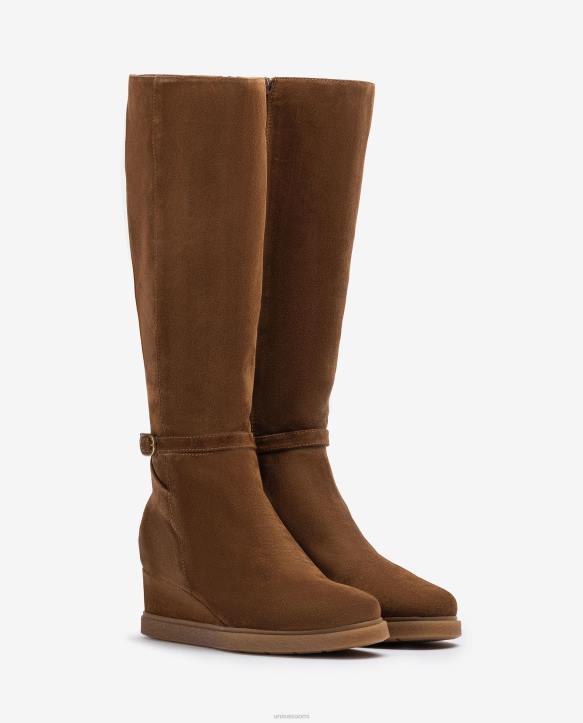 lapset Unisa korkeavartiset mokkanahkasaappaat, joissa on kiila ja luistamaton kumipohja ruskeaT08H1072