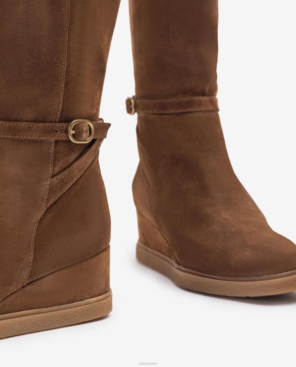 lapset Unisa korkeavartiset mokkanahkasaappaat, joissa on kiila ja luistamaton kumipohja ruskeaT08H1072