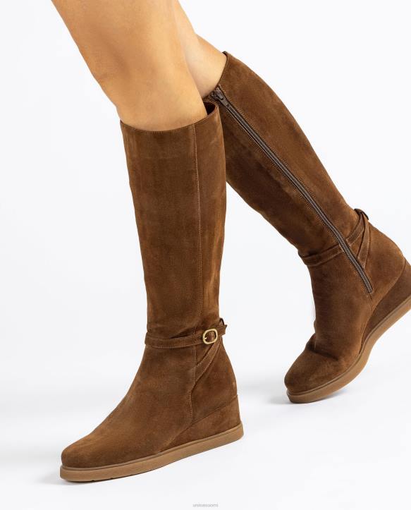 lapset Unisa korkeavartiset mokkanahkasaappaat, joissa on kiila ja luistamaton kumipohja ruskeaT08H1072