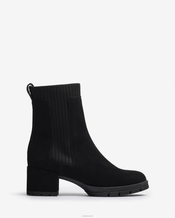 lapset Unisa mokkanahkainen nilkkurit, joissa uurrettu sukka mustaT08H937