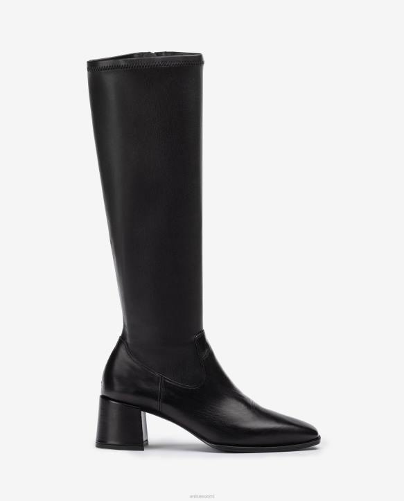 naiset Unisa leveäkorkoiset saappaat, joissa on joustavaa kangasta neljännesylälinja muotiT08H1040