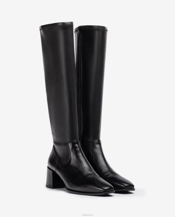 naiset Unisa leveäkorkoiset saappaat, joissa on joustavaa kangasta neljännesylälinja muotiT08H1040