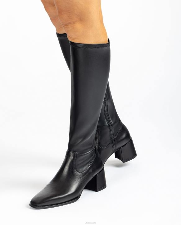 naiset Unisa leveäkorkoiset saappaat, joissa on joustavaa kangasta neljännesylälinja muotiT08H1040