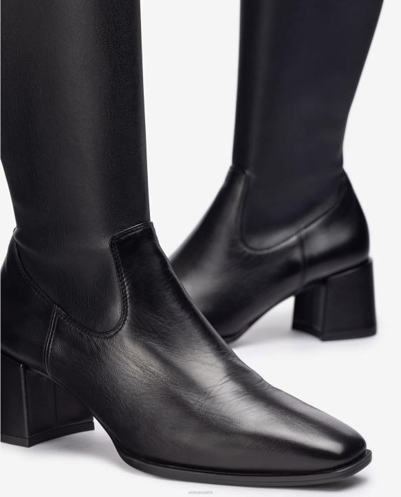 naiset Unisa leveäkorkoiset saappaat, joissa on joustavaa kangasta neljännesylälinja muotiT08H1040