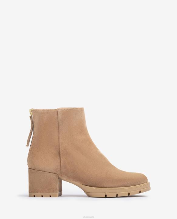 naiset Unisa nahkaiset nilkkurit vetoketjulla beigeT08H921