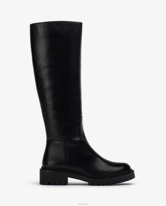 naiset Unisa nahkasaappaat telapohjalla mustaT08H1051