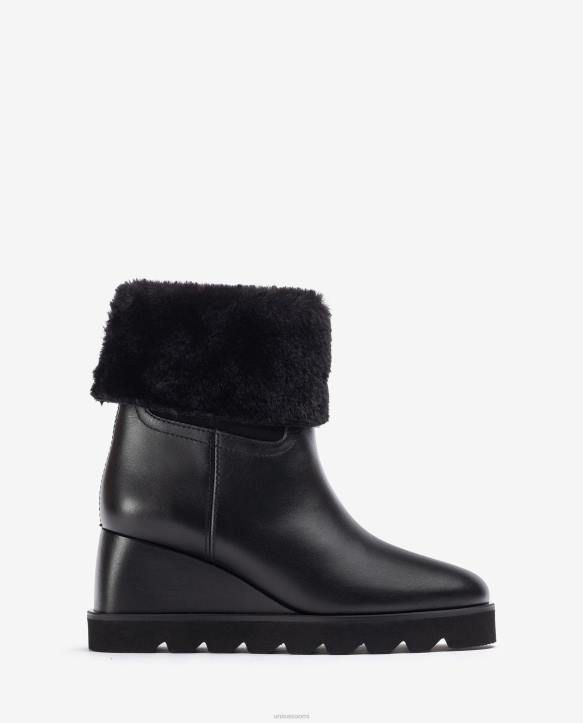 naiset Unisa nilkkurit, joissa kiila ja lämmin vuori mustaT08H962