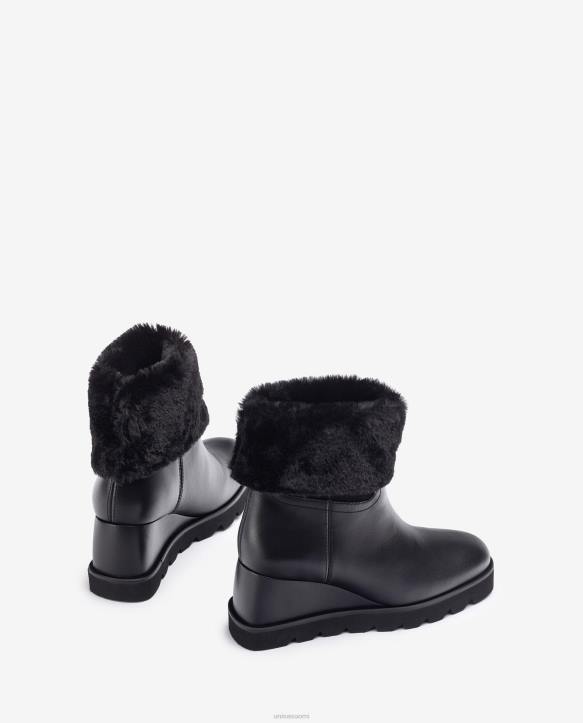 naiset Unisa nilkkurit, joissa kiila ja lämmin vuori mustaT08H962