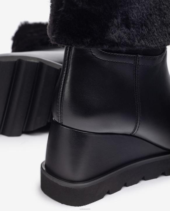 naiset Unisa nilkkurit, joissa kiila ja lämmin vuori mustaT08H962