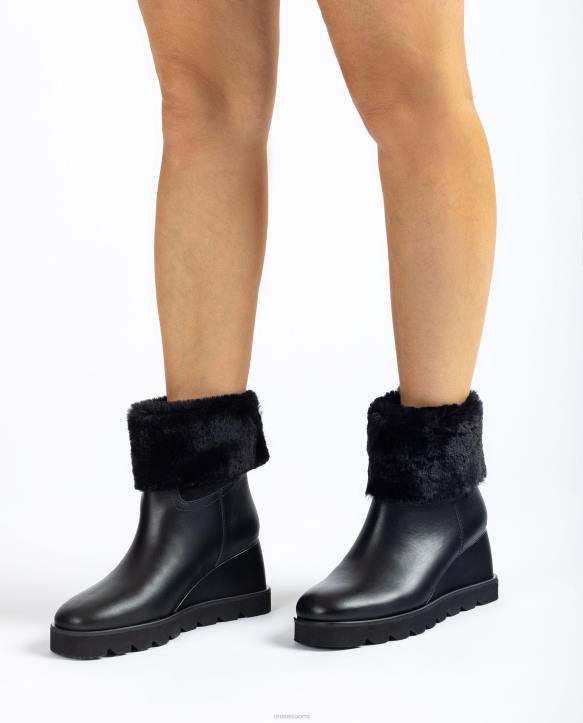 naiset Unisa nilkkurit, joissa kiila ja lämmin vuori mustaT08H962